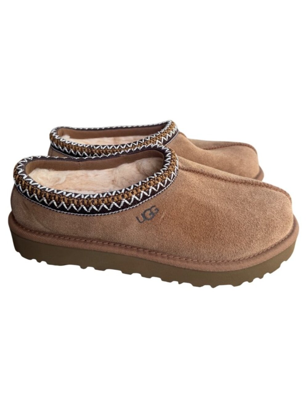 UGG Tasman Chestnut Slippers Womens Size 7 Suede Sheepskin Lined Shoes 1019066K - Picture 1 of 14